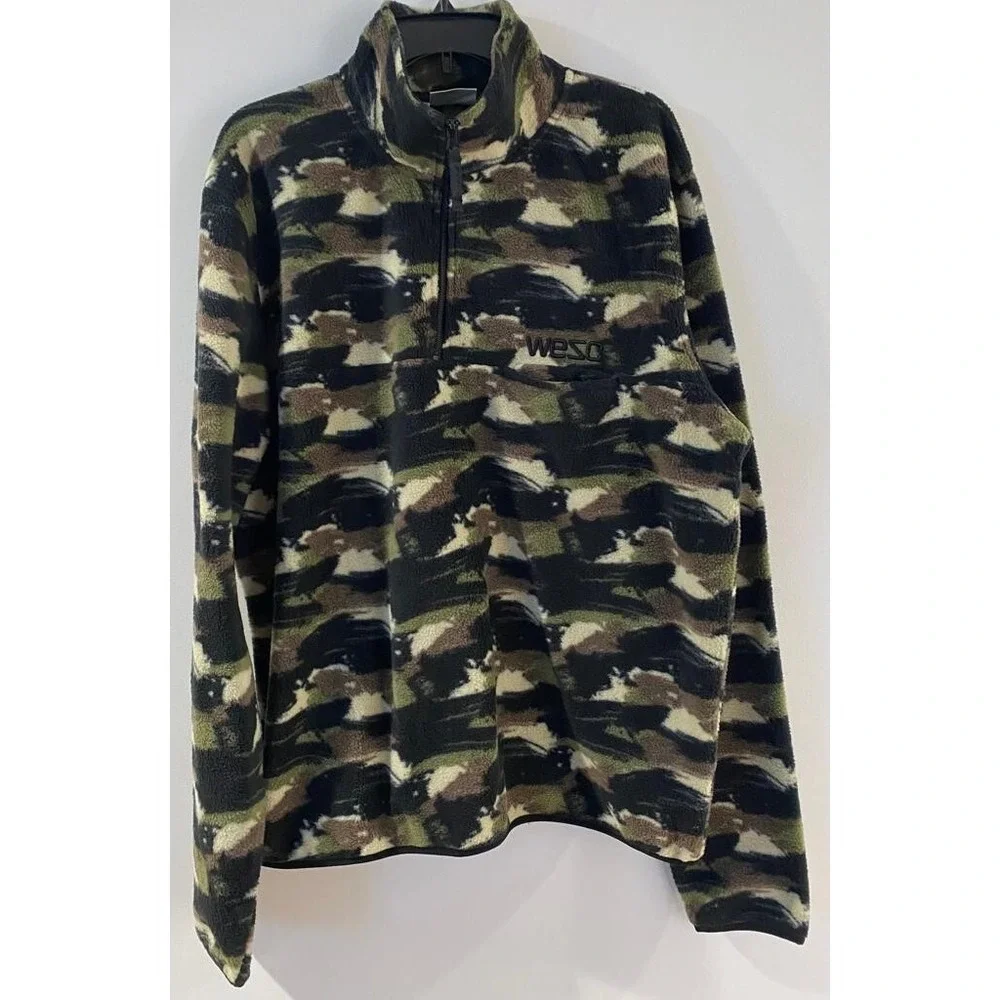 WESC Camo‎ Half Fleece Pullover Zipper For Unisex Men Size XXL Woman Size XXXL